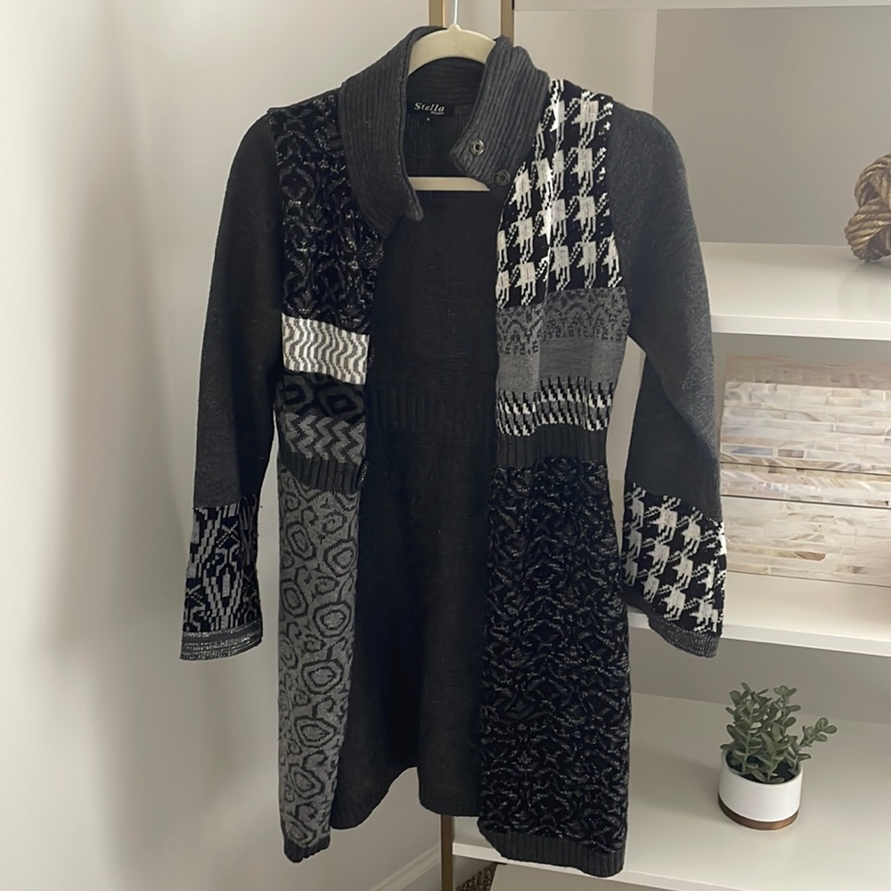 Unique black long winter cardigans/coat